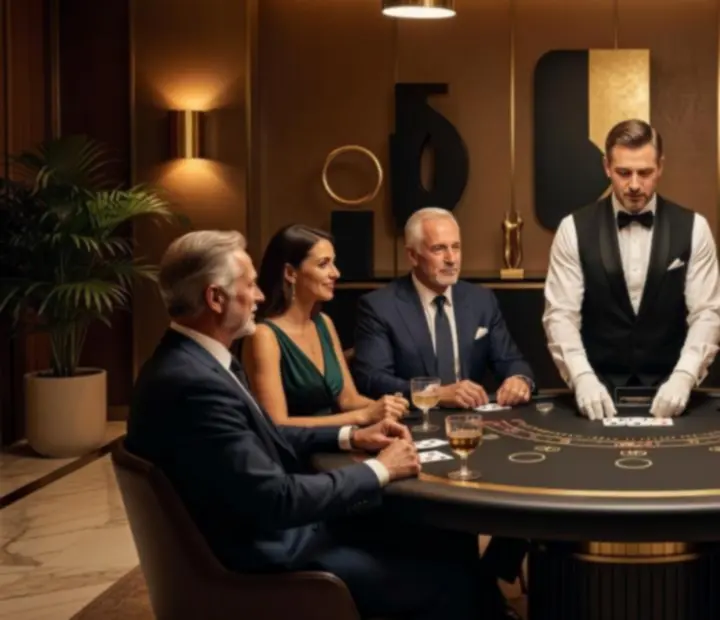 Ekskluzywny wieczór blackjacka z eleganckim stołem do gry i nastrojowym oświetleniem